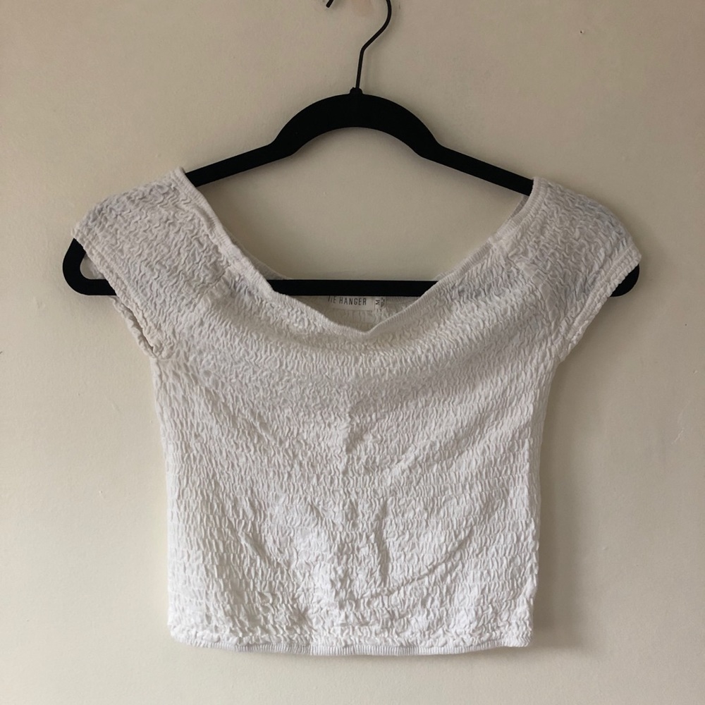 ruched off the shoulder crop top